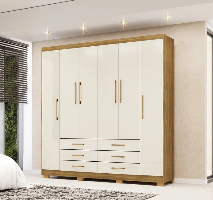 Guarda-roupa branco com seis gavetas